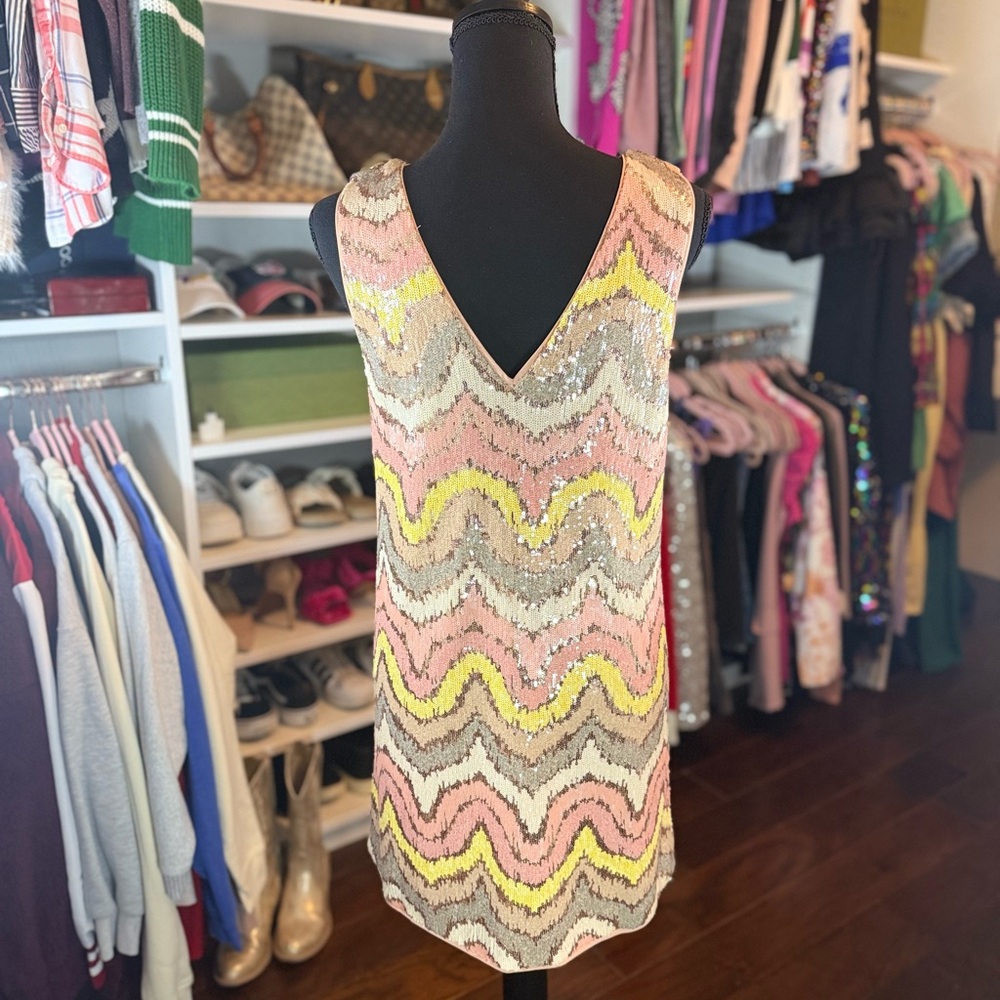 TCEC V-neck Sequined Dress